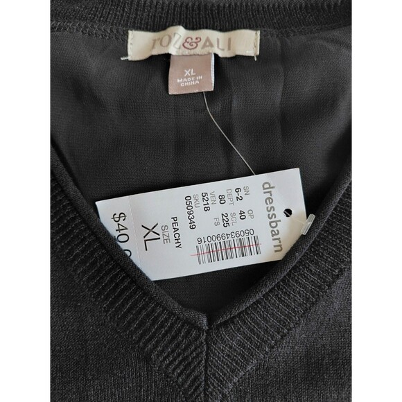 NWT Roz & Ali Black Pullover Sweater w/Sheer Under Layer and Back Split Size XL - Picture 7 of 8